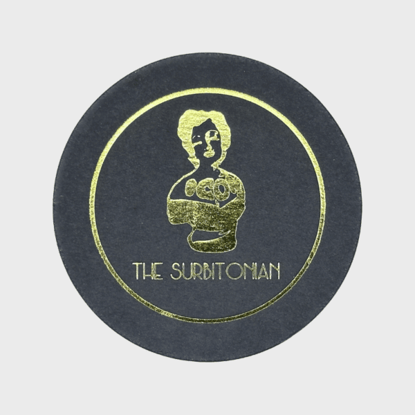 Round Beermat printed CMYK and foiled gold