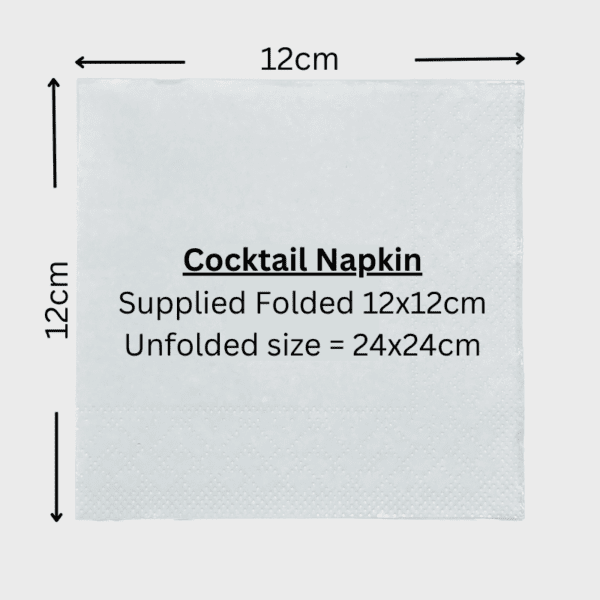 Cocktail napkin with sizes