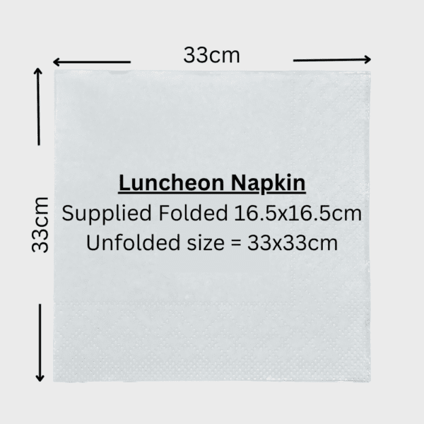 Luncheon napkin with sizes