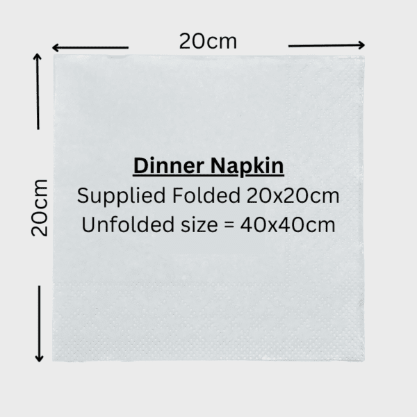 Dinner napkin with sizes