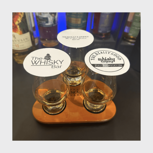 Whisky toppers on glasses